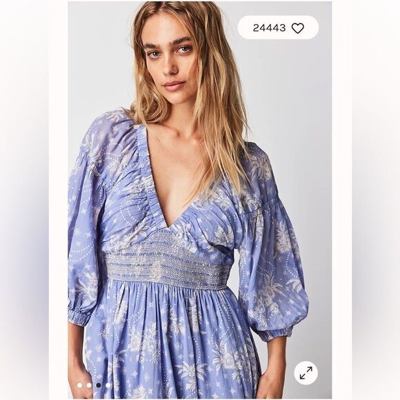 Free People size Large Golden Hour Maxi Dress Color: Blue Violet Combo - Picture 3 of 8